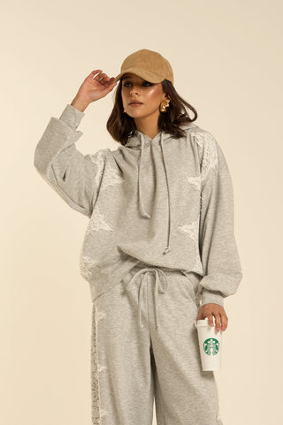 WHITE LACE STREET HOODIE