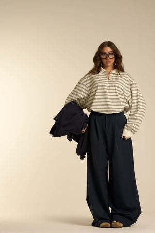 NAVY OVERSIZE WIDE PANTS