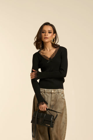 LACE V NECK KNIT