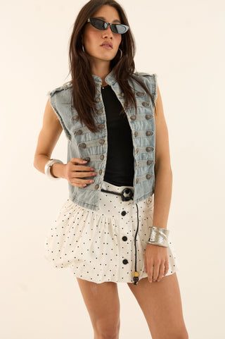SMANICATO DENIM NAPOLEONE BLU CHIARO