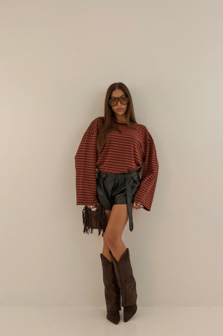 MINI SHORTS SIMILPELLE ROCK NERO
