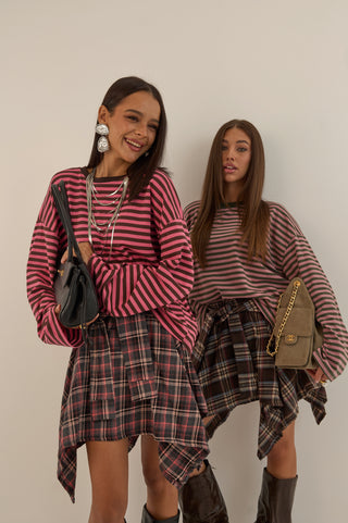 GONNA A CAMICIA MARTY INVERNO ROSA LAMPONE