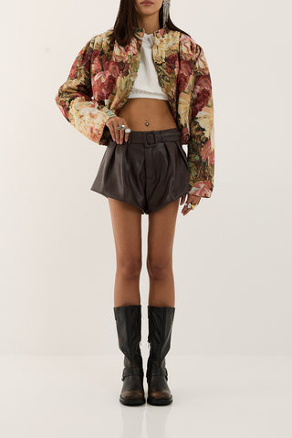 MINI SHORTS SIMILPELLE ROCK MARRONE