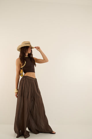 TOP BI-COLOR MARRONE