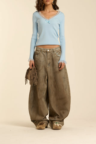 VINTAGE TAUPE BALLOON JEANS