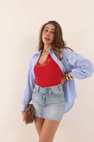 GONNA CROSS ASSYMETRIC in denim CHIARO