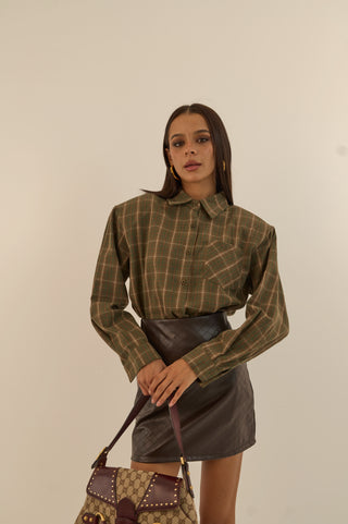 CAMICIA SPALLA IMBOTTITA EDIMBURGH VERDE OLIVA