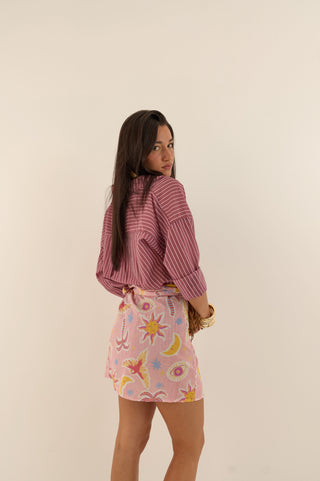 CAMICIA RIGATA ROSA MALVA