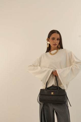 MAGLIA CON SPALLINA IMBOTTITA BEL BIANCO