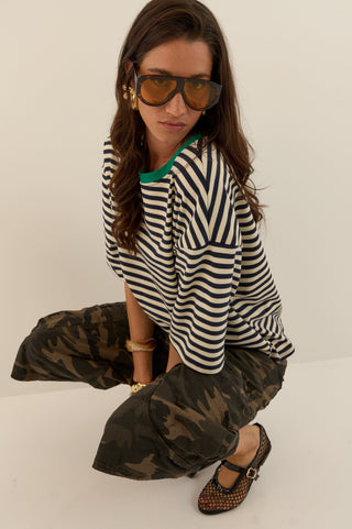 T-SHIRT squadrata a righe MARTINA BLU