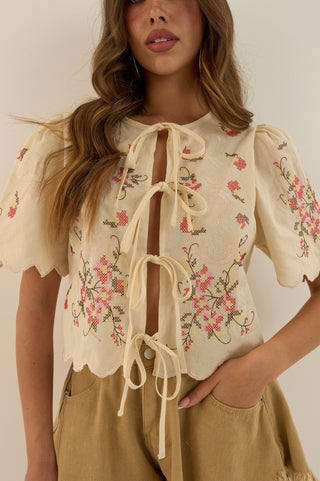 CAMICIA RICAMI PEONIA