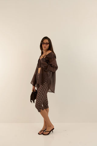 CAMICIA VELATA MARRONE