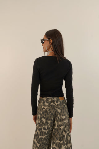 BODY A COSTE CON BOTTONCINI NERO