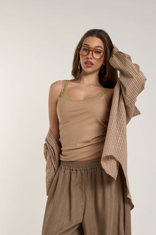 CAMICIA BEIG&BROWM