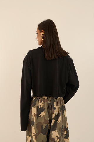 MICRO MAGLIA CON SPALLINA IMBOTTITA BEL NERO