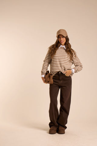 Maglione a righe BEIGE&WHITE