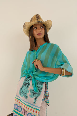 CAMICIA TUCSON RIGHE TURCHESE