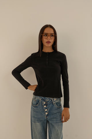 MAGLIA LUNGA BOTTONCINI NERO