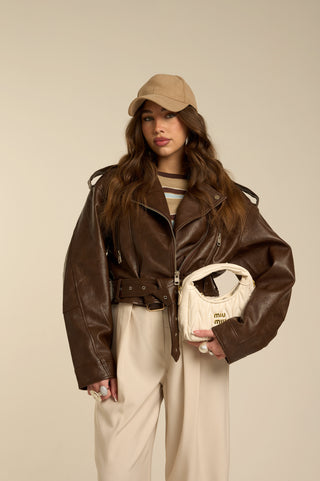 Giacca CLASSIC BIKER brown