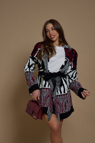 Cardigan Jacquard Bordeaux