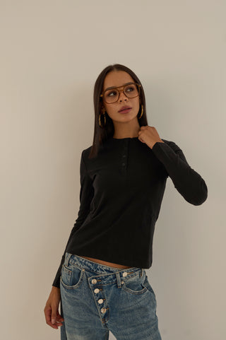 MAGLIA LUNGA BOTTONCINI NERO
