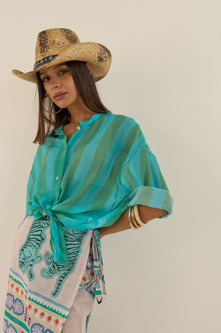 CAMICIA TUCSON RIGHE TURCHESE