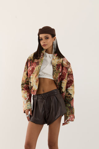 MINI SHORTS SIMILPELLE ROCK MARRONE