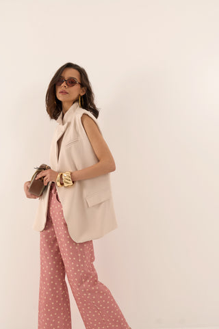 GILET ASIMMETRICO CORE CUT CREMA