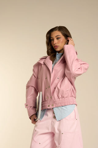 PINK GLOSSY BOMBER