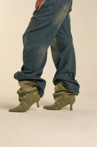 GREEN SALVIA SUEDE stivaletto