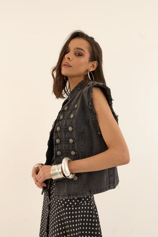 SMANICATO DENIM NAPOLEONE NERO