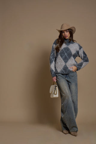 Maglione Oversize GREY ROMB