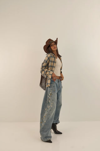 CRYSTAL GARDEN DENIM JEANS