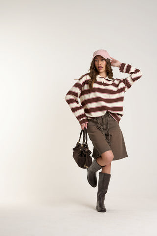 MAGLIA POLO RIGHE ROSEWOOD