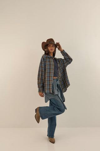 CAMICIA WESTERN AZZURRO