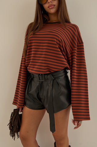 MINI SHORTS SIMILPELLE ROCK NERO