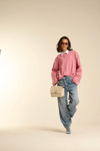 BLUE&PINK CROSS ASSYMETRIC JEANS