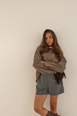 MAGLIA SQUADRATA A RIGHE MARTINA CAMMELLO
