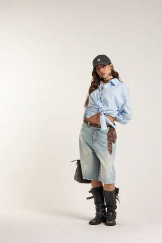 AZUL KNOT SHIRT con pizzo