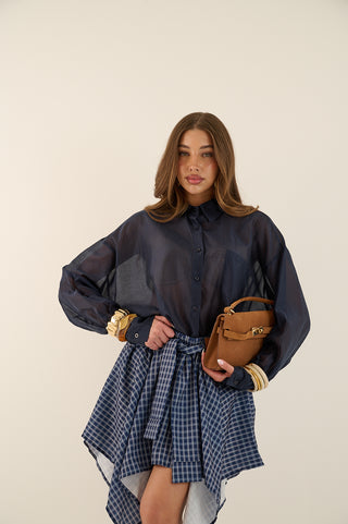 CAMICIA VELATA BLU SCURO