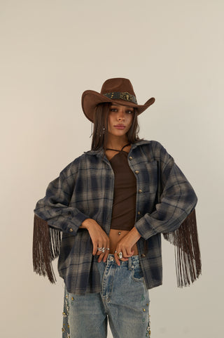 CAMICIA CHECK FRANGE RODEO BLU
