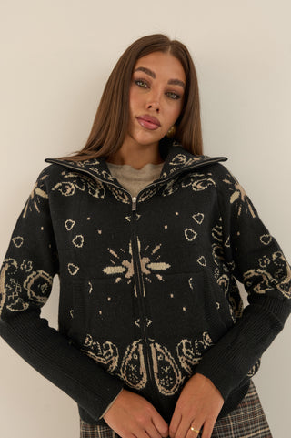 CARDIGAN ZIP RANGER NERO