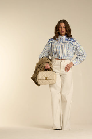 WHITE WIDE LEG DENIM