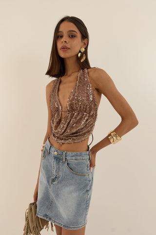 TOP PAILLETTES ROSECHAMPAGNE