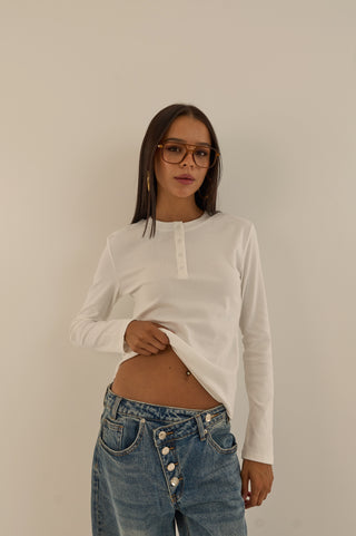 MAGLIA LUNGA BOTTONCINI BIANCO
