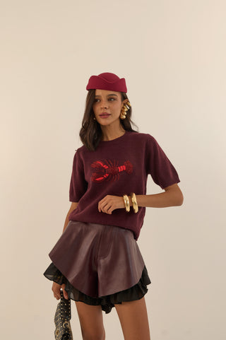 PULLOVER CORTO ARAGOSTA BORDEAUX