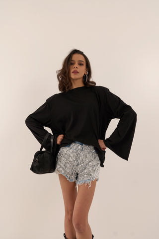 MAGLIA CON SPALLINA IMBOTTITA BEL NERO