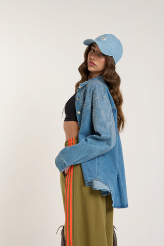 CAMICIA DENIM SPARKLE OVERSIZE