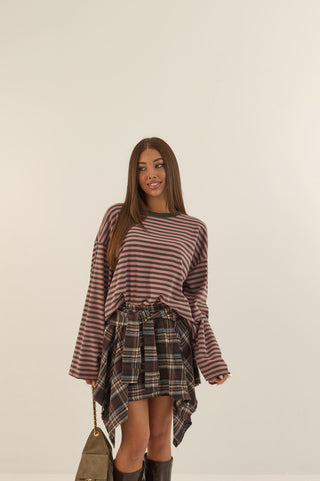MAGLIA SQUADRATA A RIGHE MARTINA ROSA