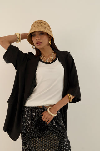 BLAZER LEGGERO TRE QUARTI NERO